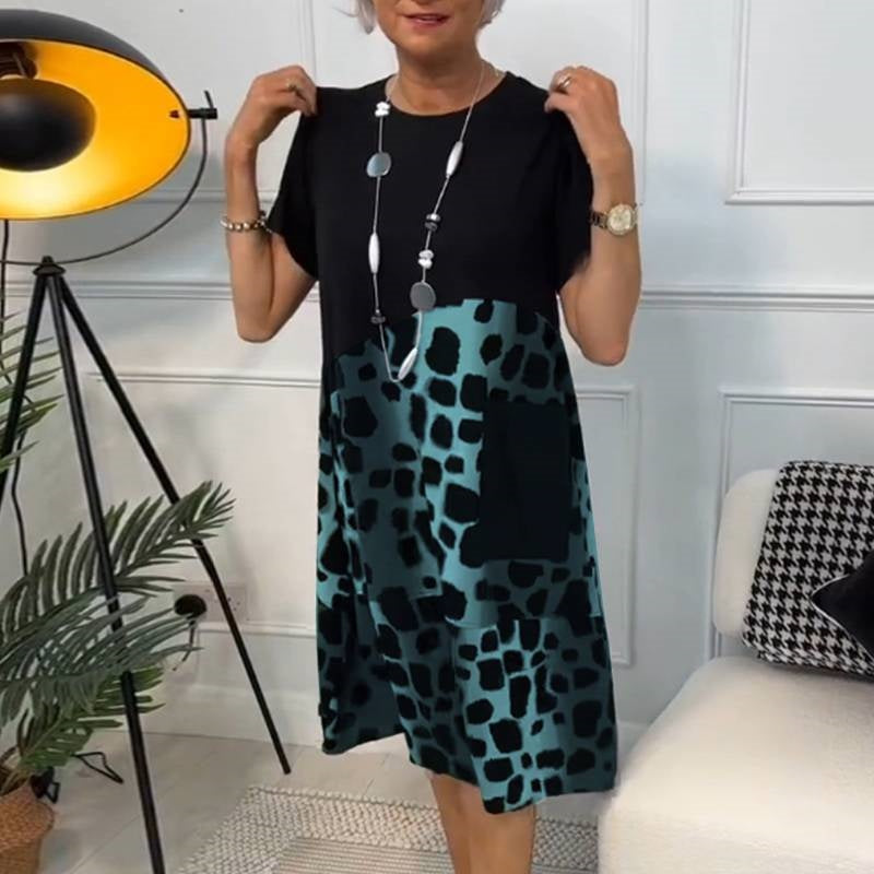 Vibrant printed loose fit round neck dress for women | Marisela