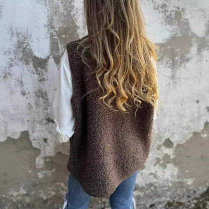 Chic Autumn Button-Down Short Vest for Women | Elara