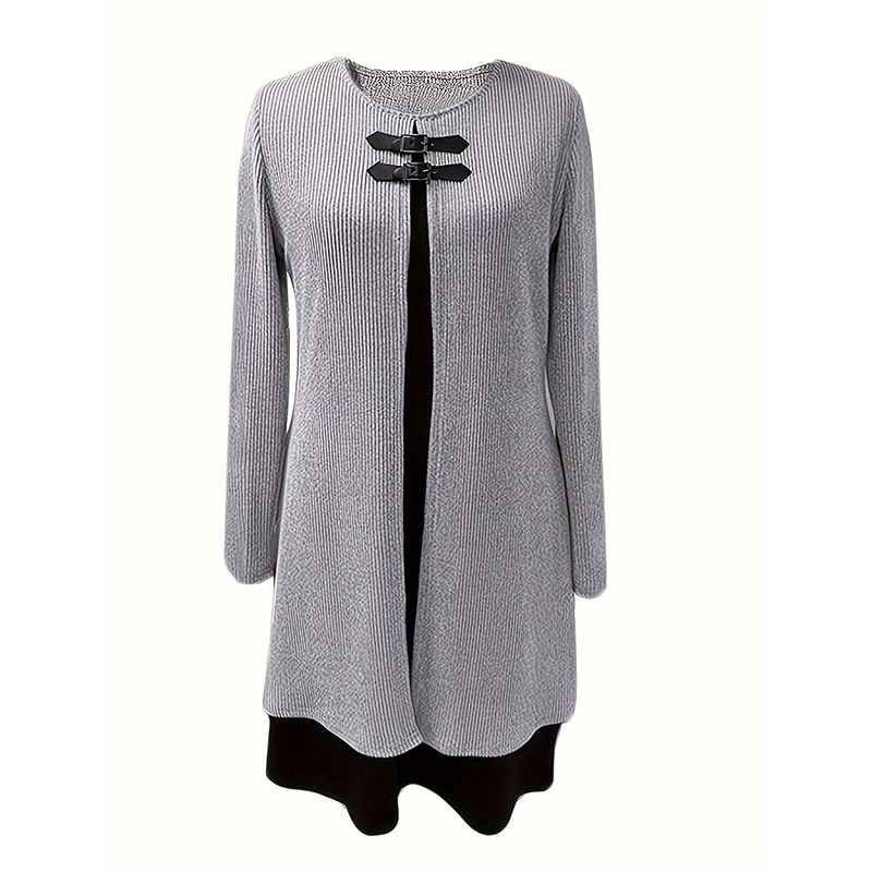 Elegant A-line knee-length two-piece effect dress for women