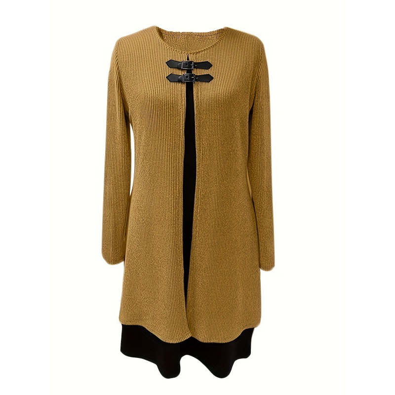 Elegant A-line knee-length two-piece effect dress for women