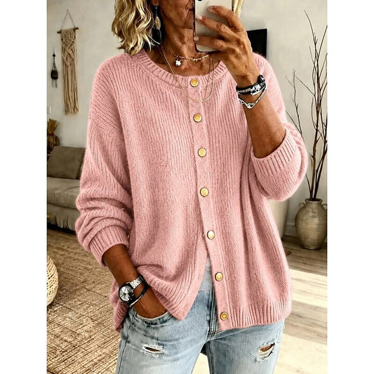 Verity | Women's Button Front Crew Neck Cardigan