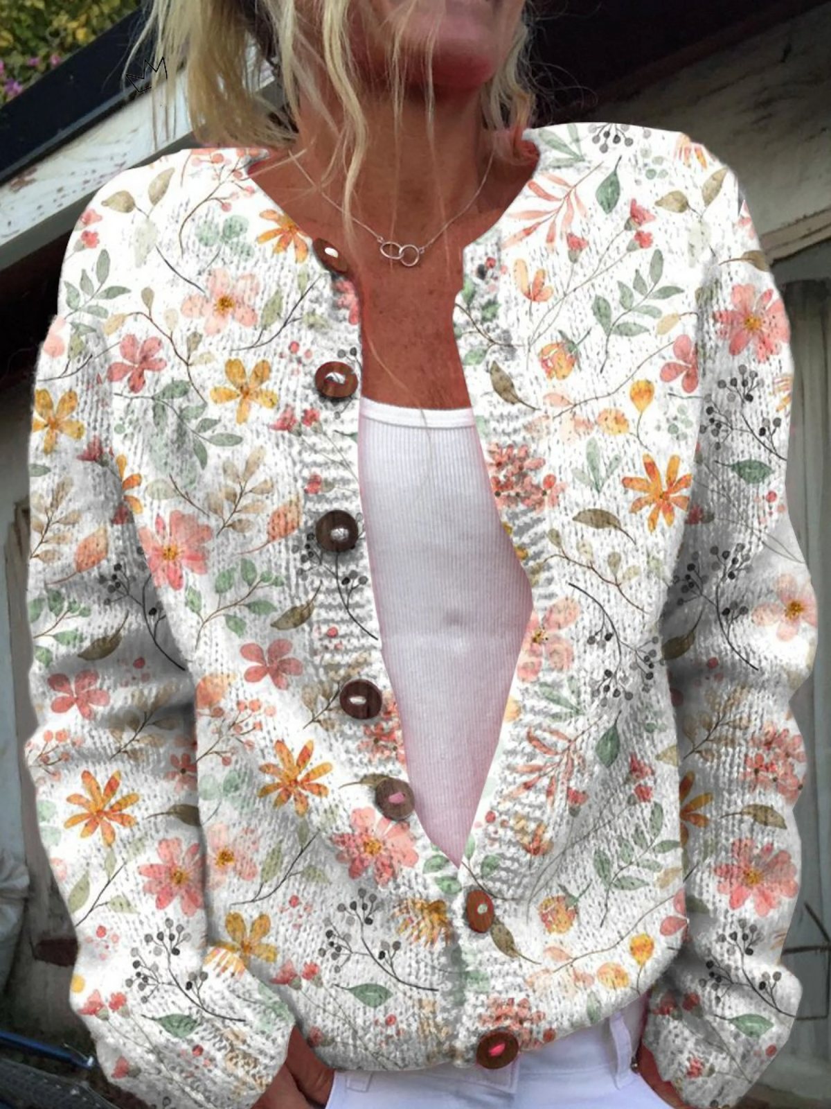 Elvarra | Women's Watercolor Floral Open Front Cardigan