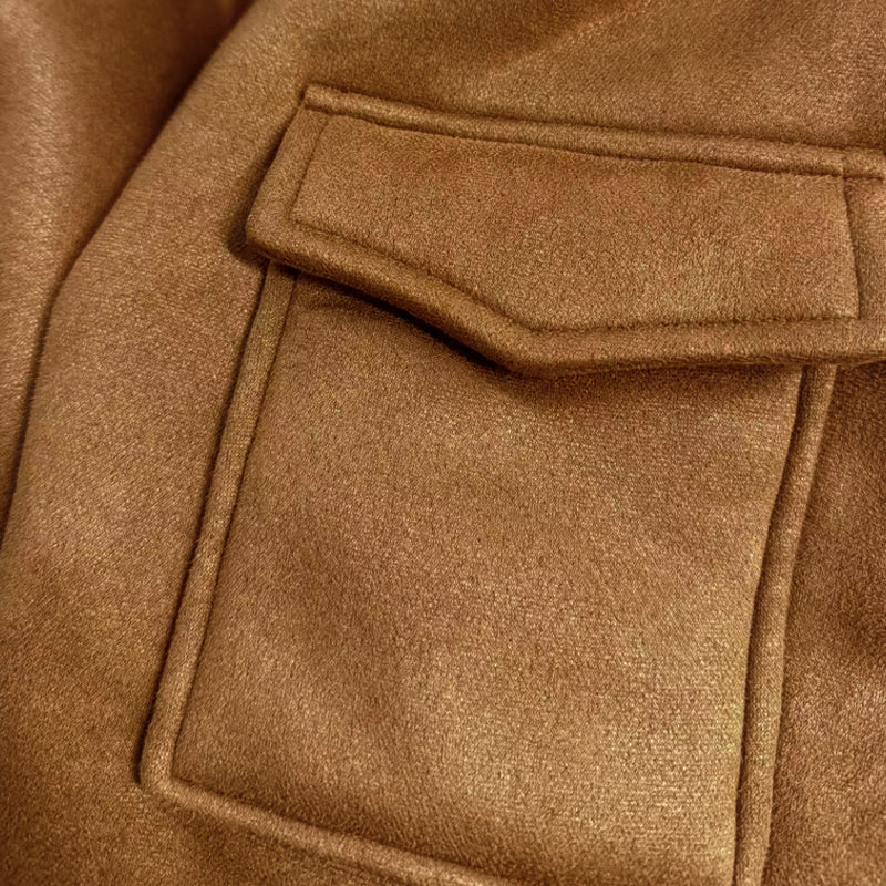 Vintage warm lapel multi-pocket winter coat for men