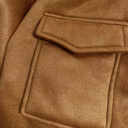 Vintage warm lapel multi-pocket winter coat for men