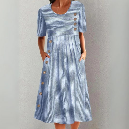 Casual striped everyday midi dress for women | Lenna