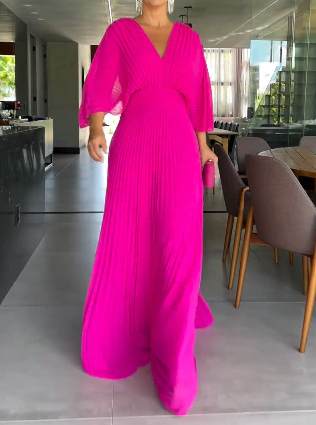 Floating ribbed elegant maxi dress for women | Ria