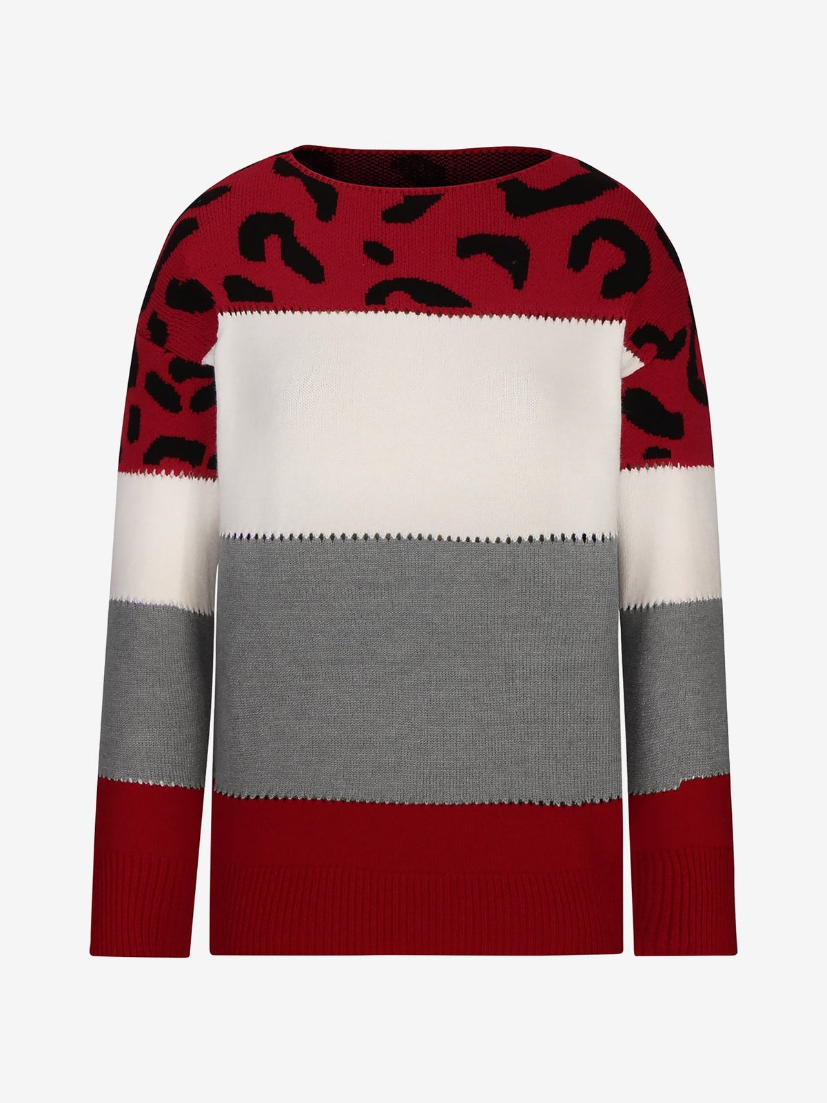 Vivienne | Women's Leopard Color Block Knit Sweatshirt