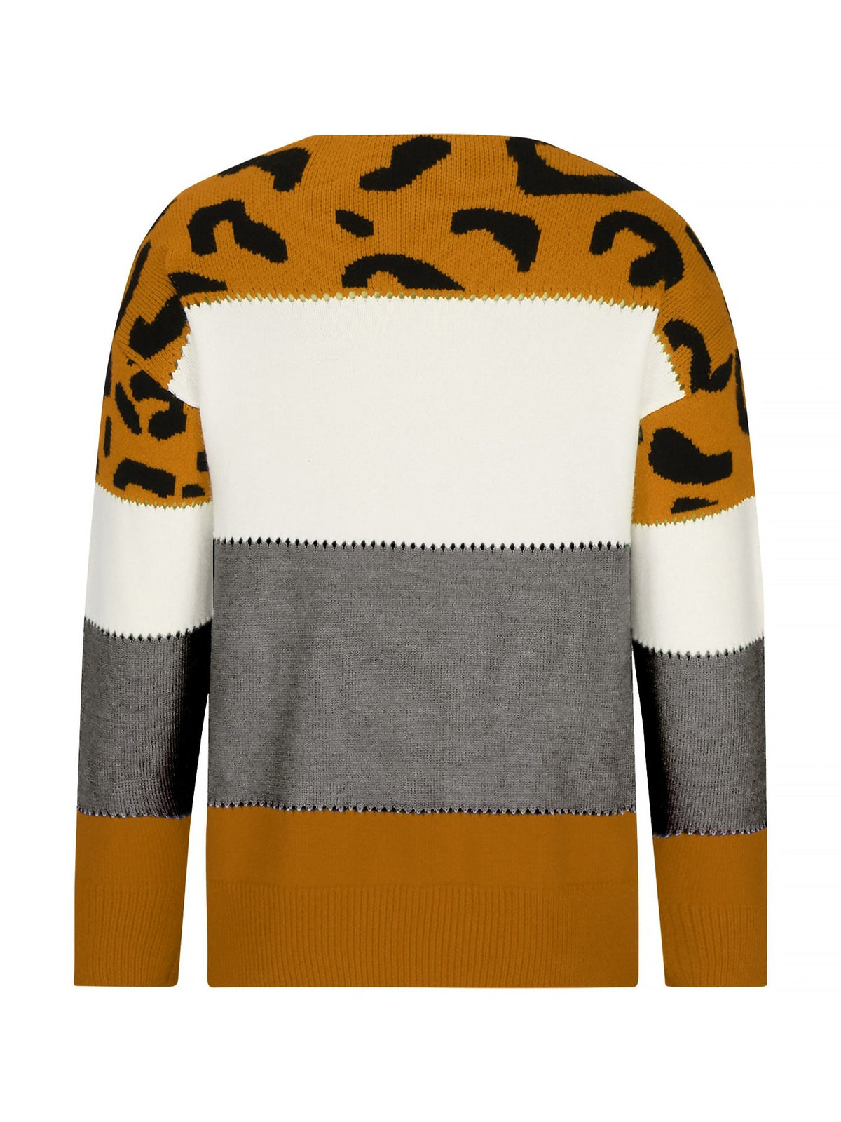Vivienne | Women's Leopard Color Block Knit Sweatshirt
