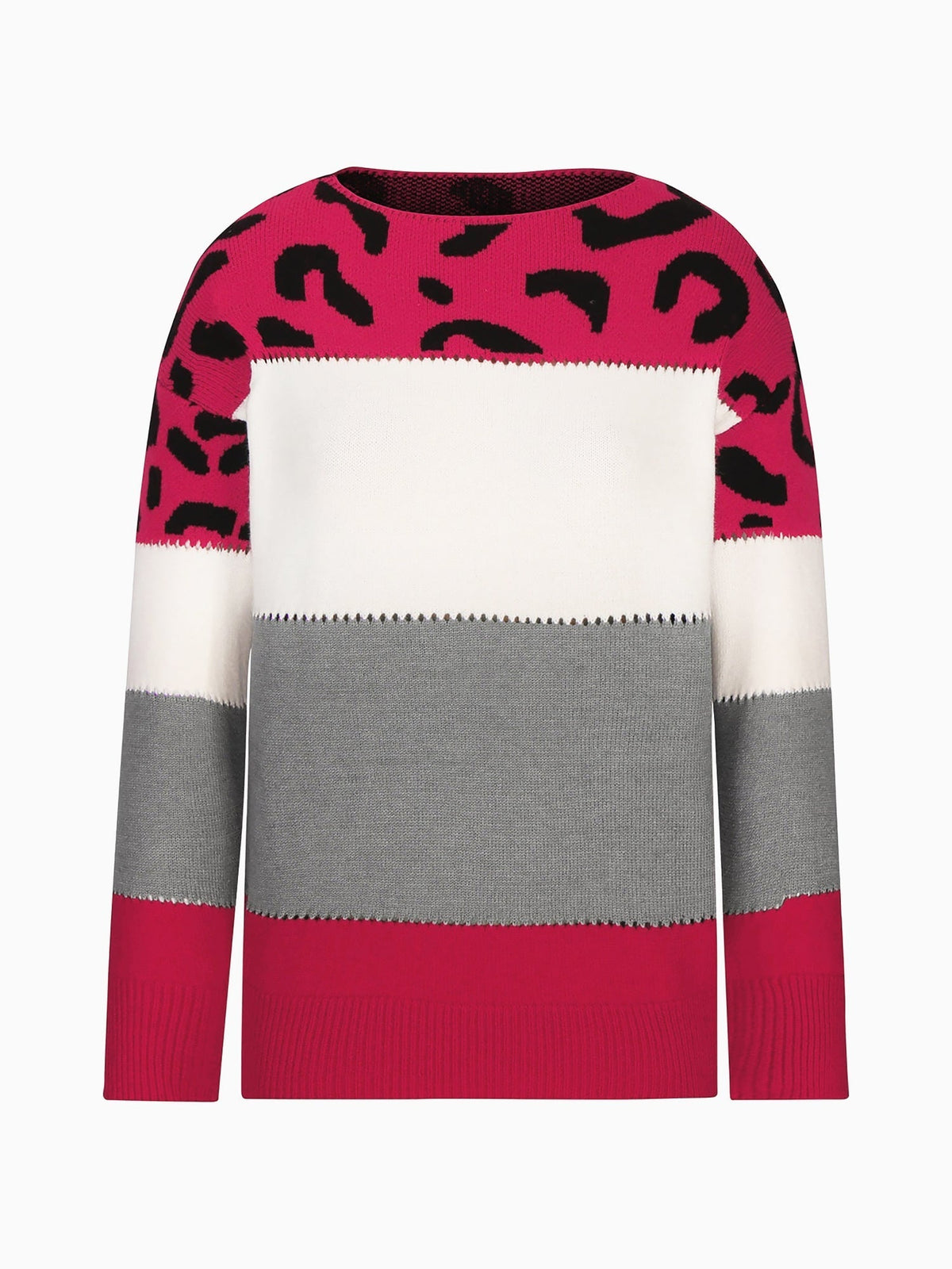 Vivienne | Women's Leopard Color Block Knit Sweatshirt