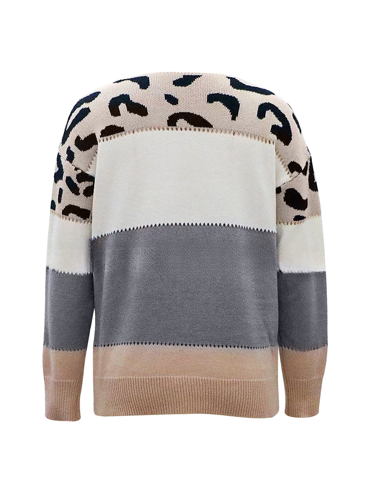 Vivienne | Women's Leopard Color Block Knit Sweatshirt