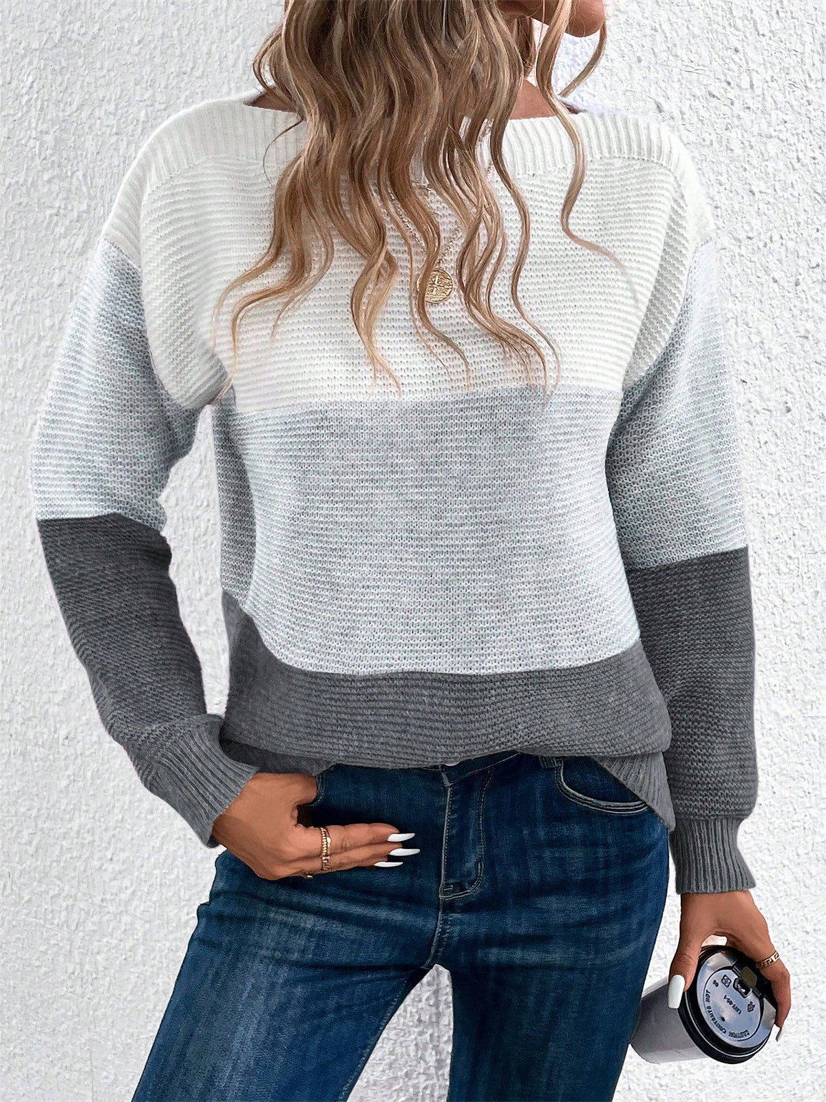 Gaia | Women's Color Block Crewneck Knit Sweater