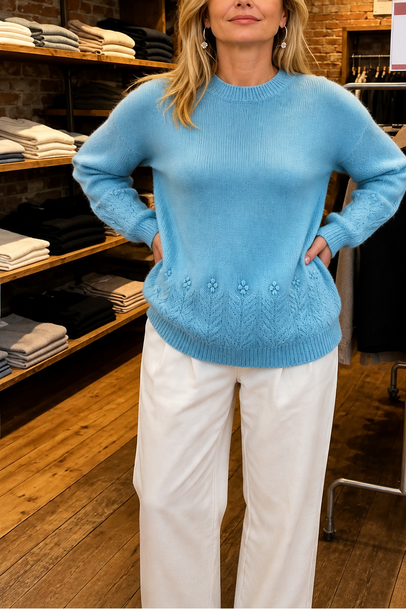Calvesse | Women's Cable Knit Crew Neck Sweater