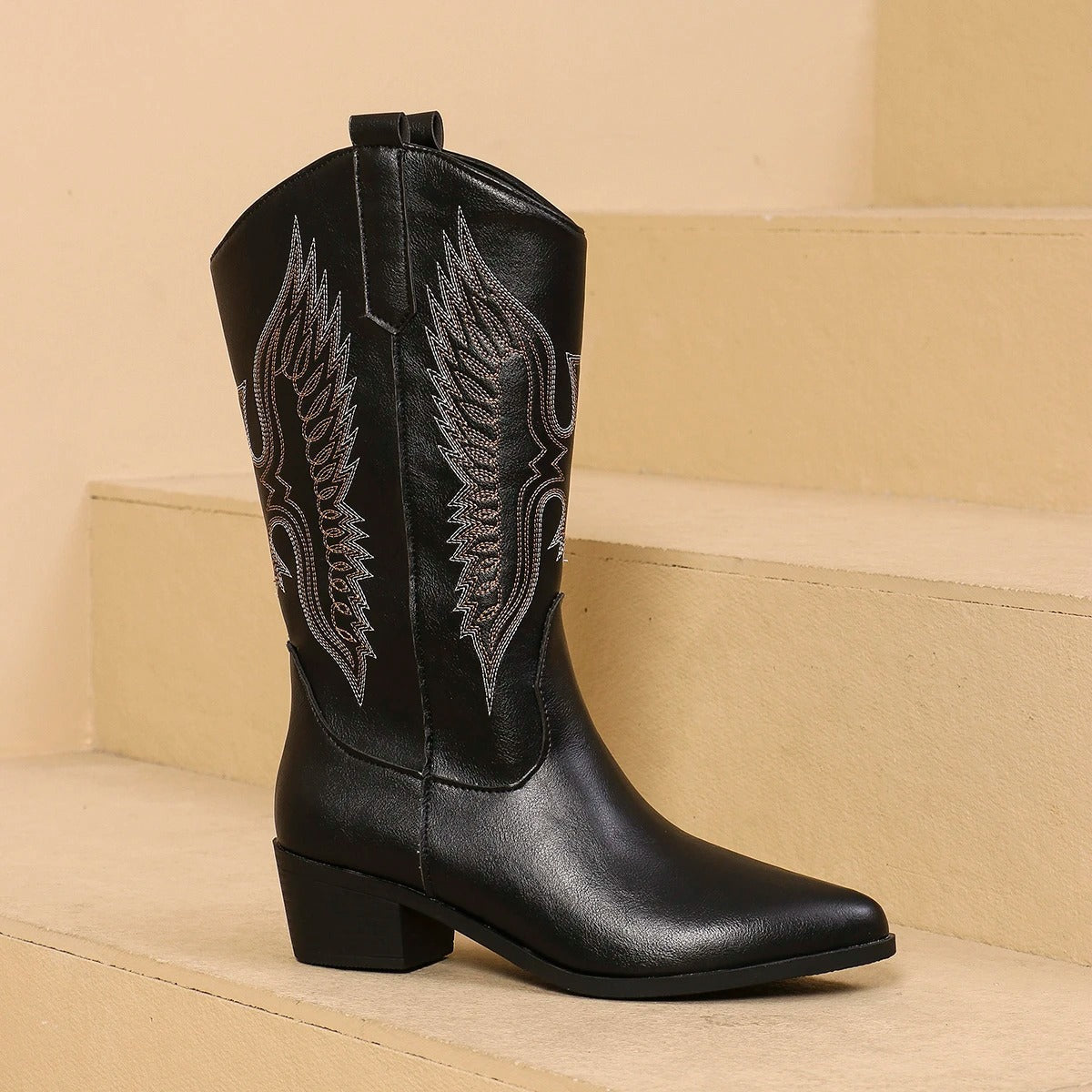Zayda | Women's Embroidered Western Cowboy Boots with Block Heel