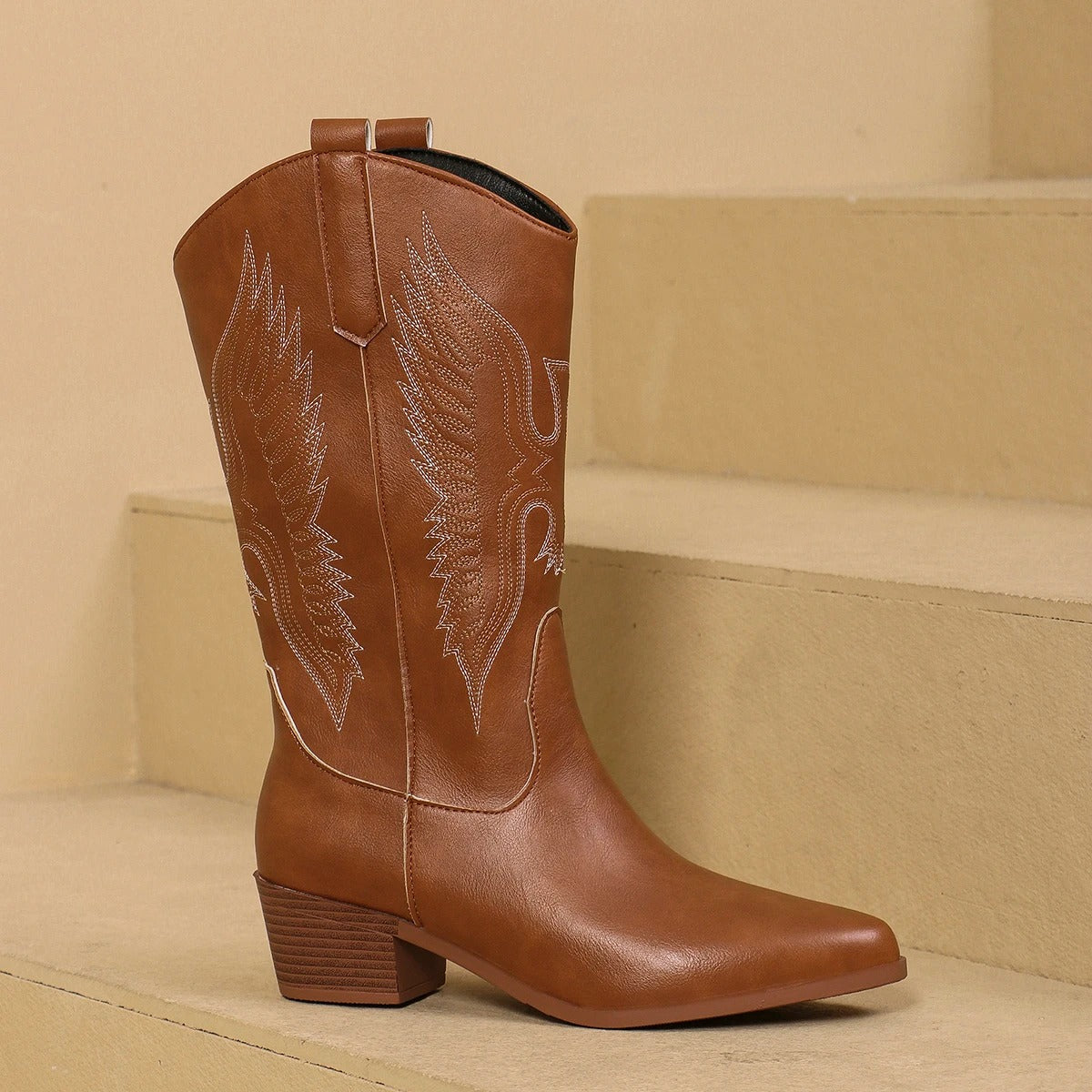 Zayda | Women's Embroidered Western Cowboy Boots with Block Heel