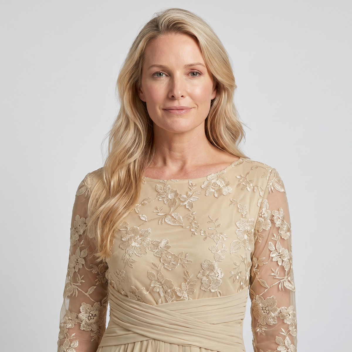 Floral lace chiffon tiered midi dress for women | Marisela
