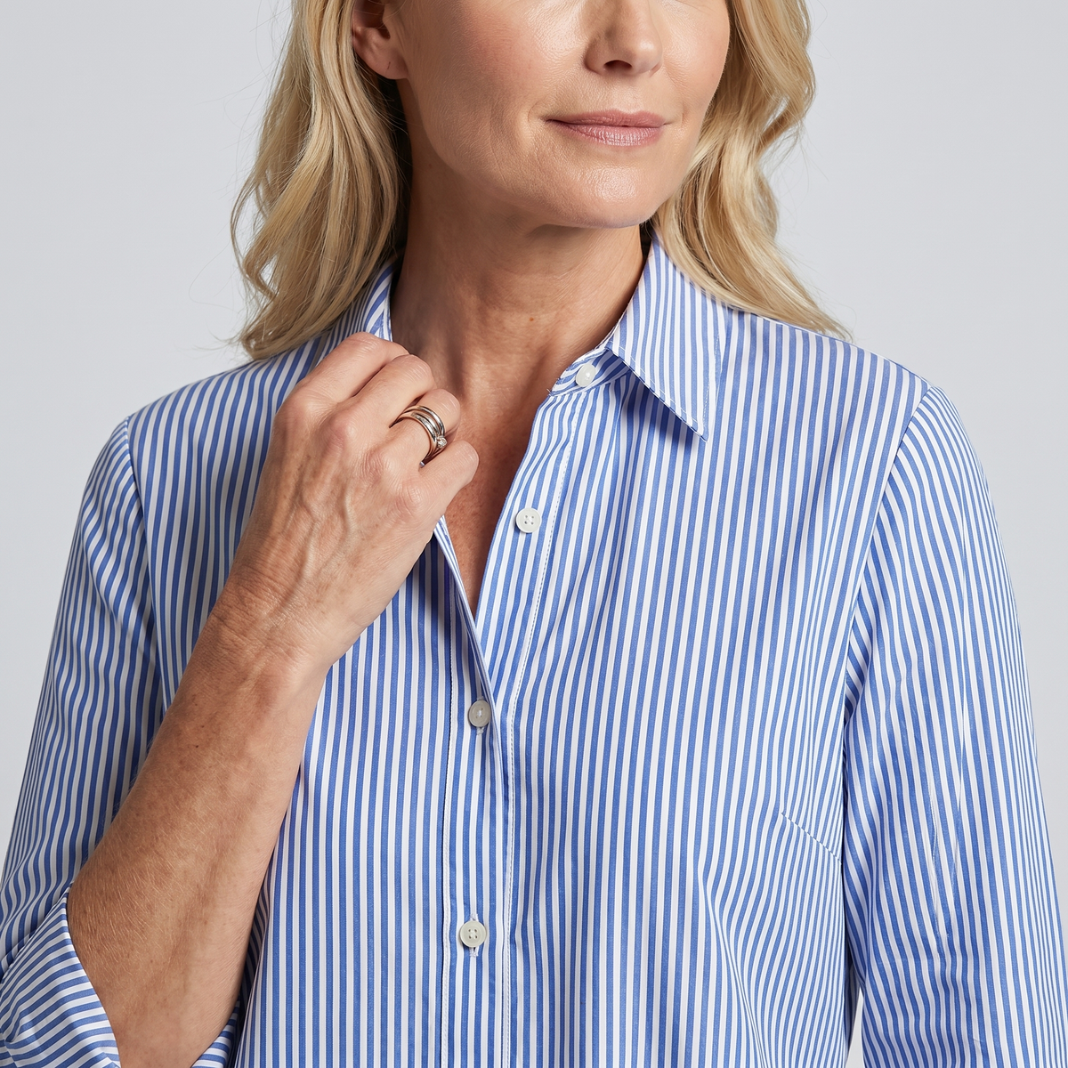 Striped relaxed oversized shirt midi dress for women | Marisela