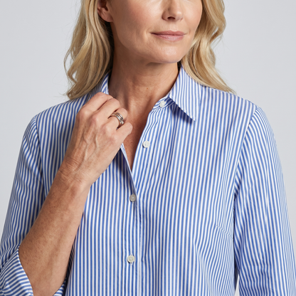 Striped relaxed oversized shirt midi dress for women | Marisela