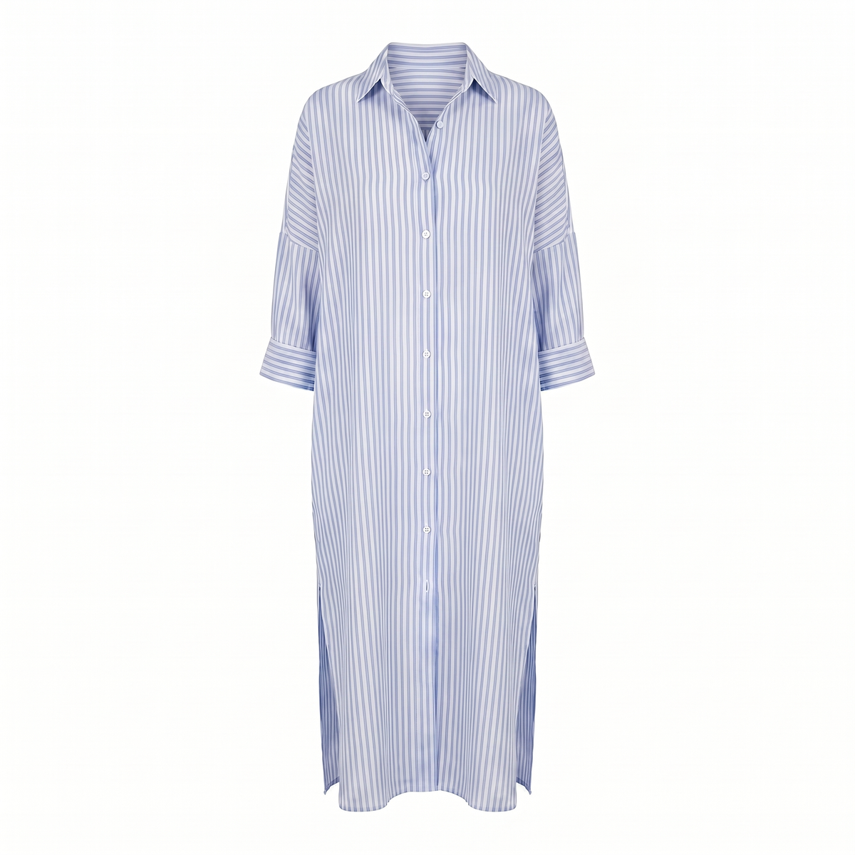 Striped relaxed oversized shirt midi dress for women | Marisela