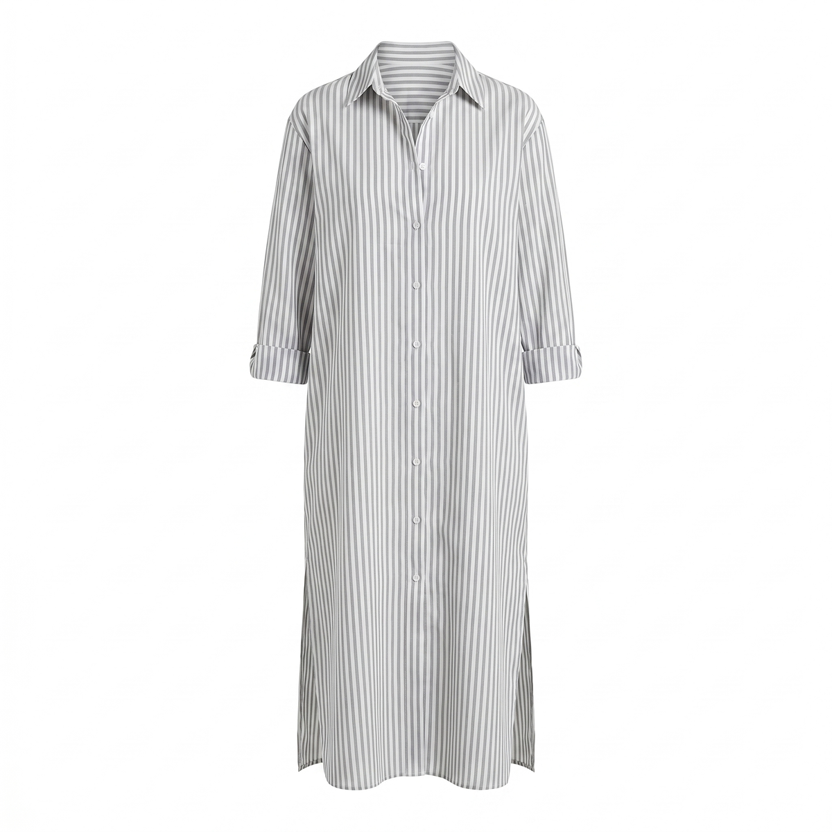 Striped relaxed oversized shirt midi dress for women | Marisela