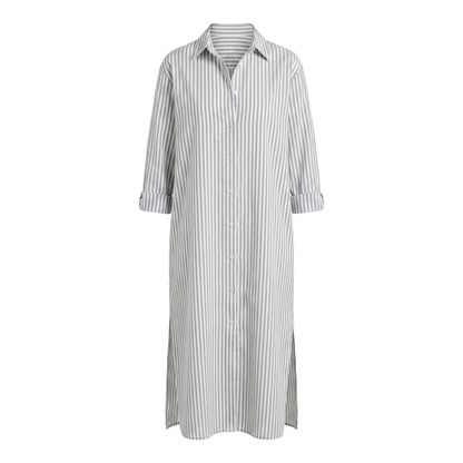Striped relaxed oversized shirt midi dress for women | Marisela
