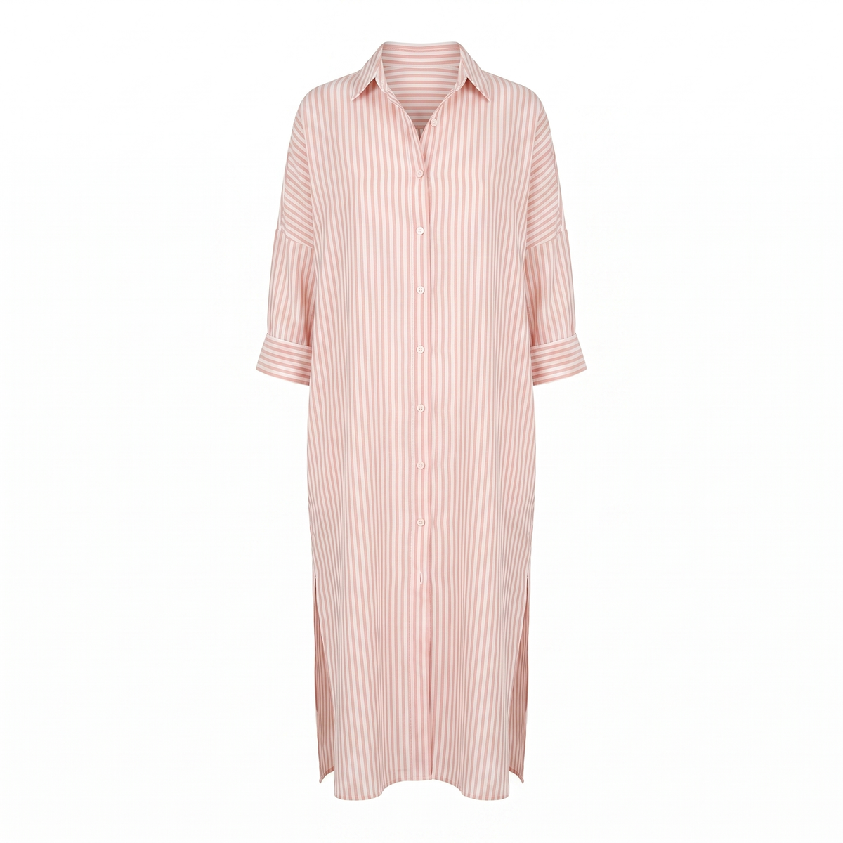 Striped relaxed oversized shirt midi dress for women | Marisela