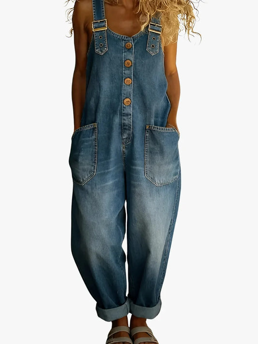 Mirelle | Women's Wide Leg Button Front Dungaree