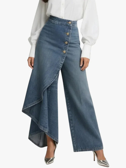 Varelia | Women's Asymmetric Wrap Wide Leg Jeans