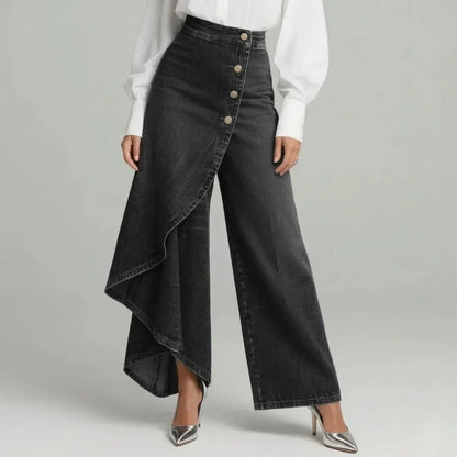 Varelia | Women's Asymmetric Wrap Wide Leg Jeans
