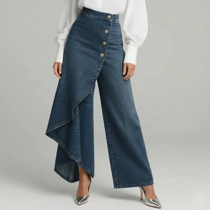 Varelia | Women's Asymmetric Wrap Wide Leg Jeans