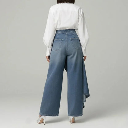 Varelia | Women's Asymmetric Wrap Wide Leg Jeans