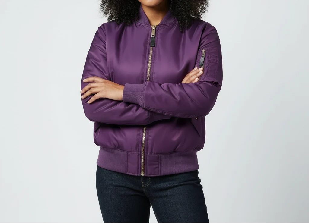 Veylora | Women's MA 1 Bomber Nylon Zip Pocket Jacket