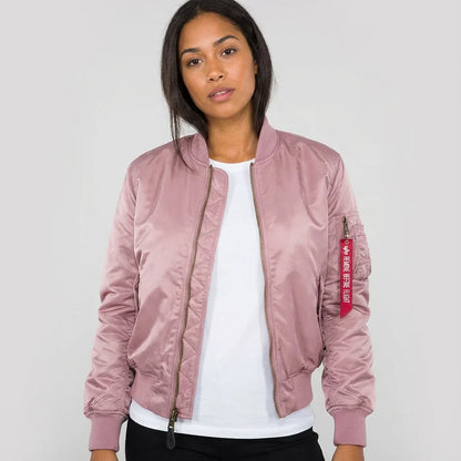 Veylora | Women's MA 1 Bomber Nylon Zip Pocket Jacket