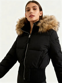 Quilted Winter Jacket with Detachable Hood for Women | Elowen