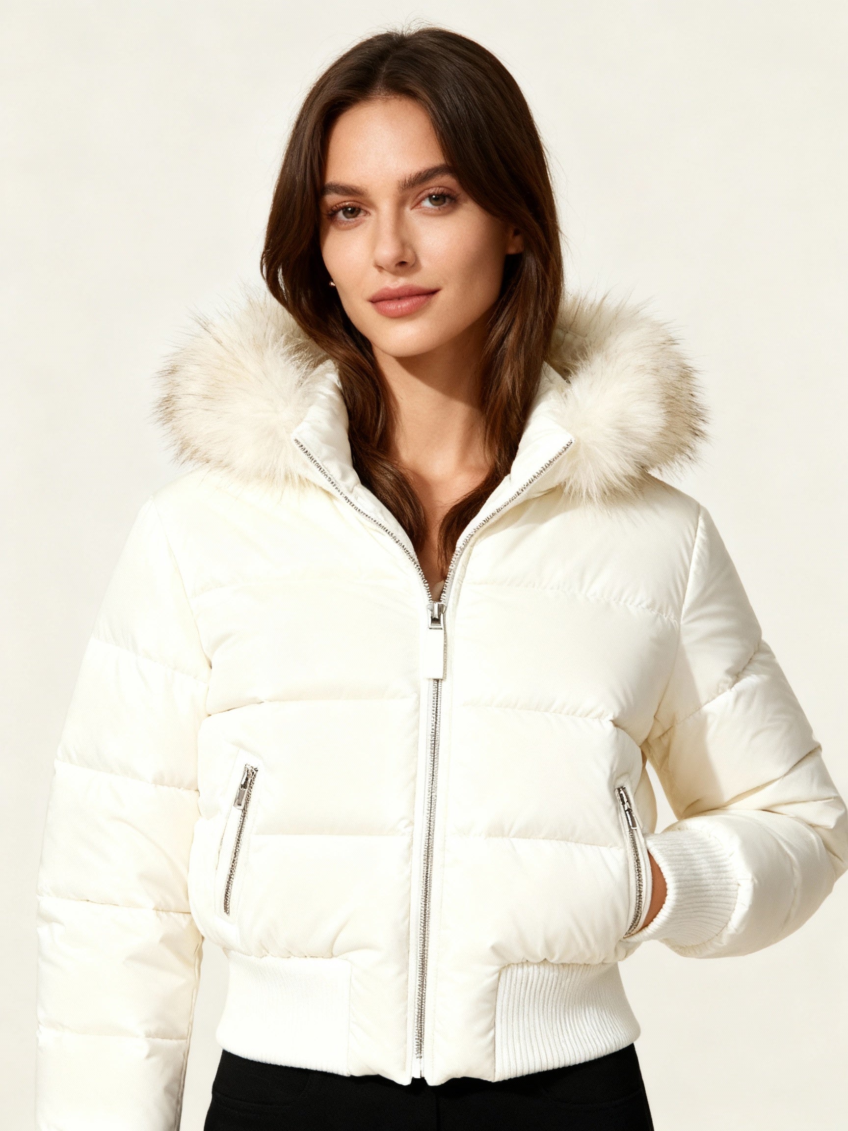 Quilted Winter Jacket with Detachable Hood for Women | Elowen