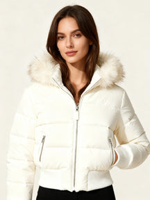 Quilted Winter Jacket with Detachable Hood for Women | Elowen