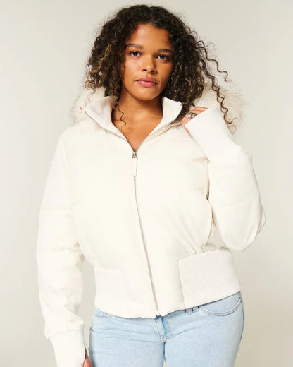 Quilted Winter Jacket with Detachable Hood for Women | Elowen