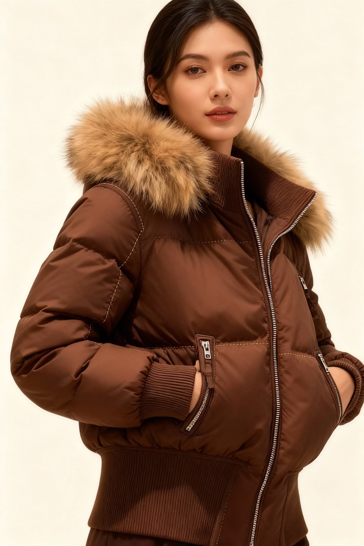 Quilted Winter Jacket with Detachable Hood for Women | Elowen