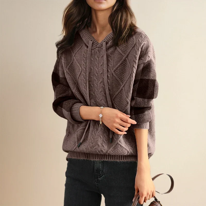 Lysandra | Women's Cable Knit Hooded Oversized Sweater