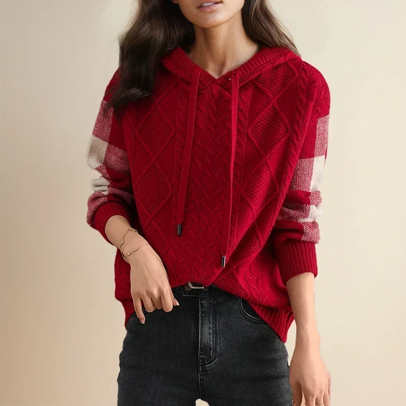 Lysandra | Women's Cable Knit Hooded Oversized Sweater