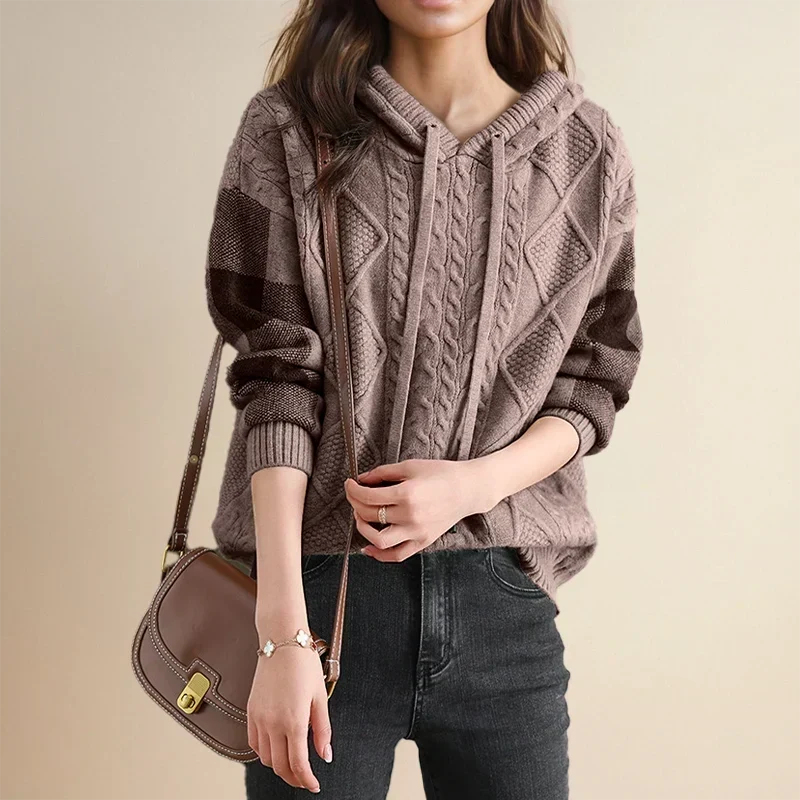 Lysandra | Women's Cable Knit Hooded Oversized Sweater