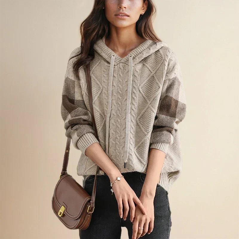 Lysandra | Women's Cable Knit Hooded Oversized Sweater