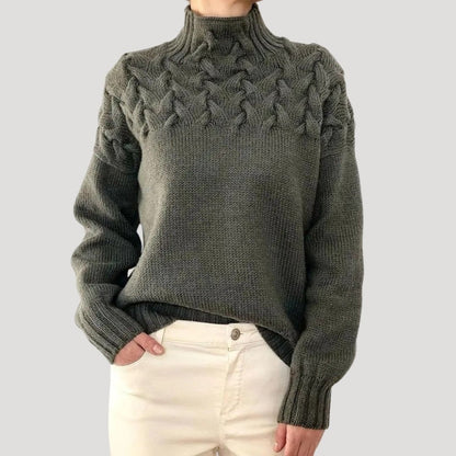Avelisse | Women's Cable Knit Turtleneck Pullover Sweater