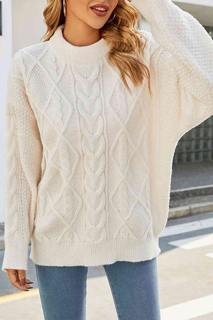 Selwyn | Women's Cable Knit Mock Neck Oversized Sweater