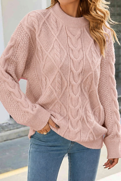 Selwyn | Women's Cable Knit Mock Neck Oversized Sweater