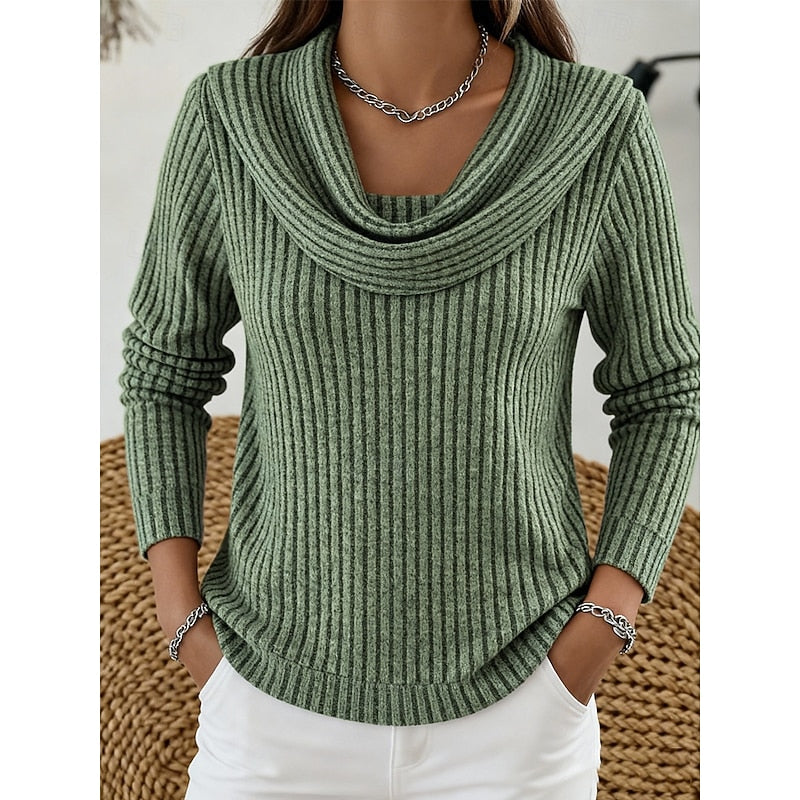 Marisela | Women's Cowl Neck Ribbed Top
