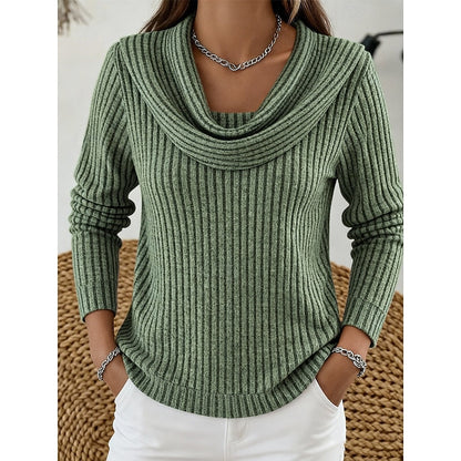 Marisela | Women's Cowl Neck Ribbed Top