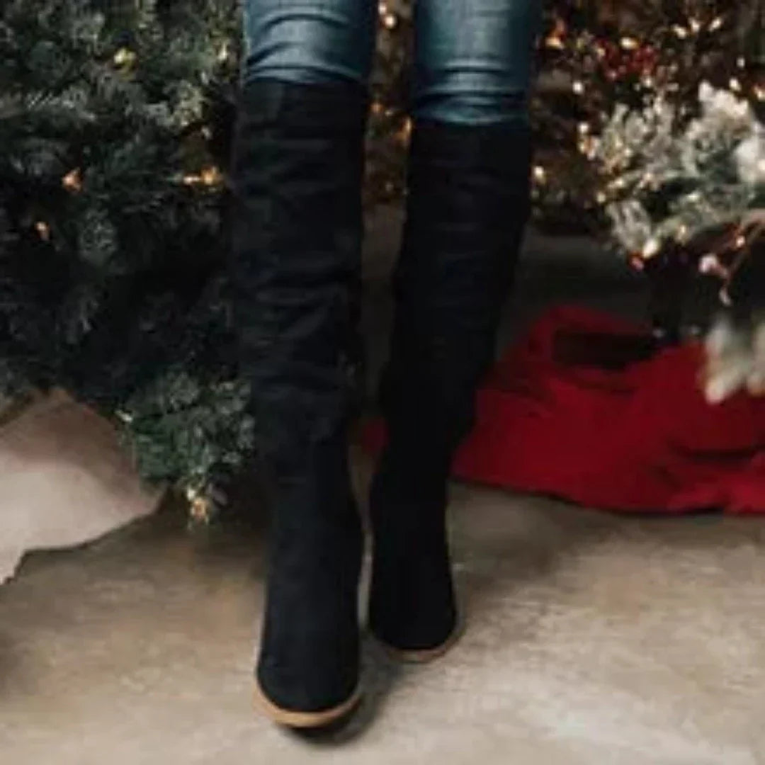 Charlotte | Women's High Tube Zip Low Heel Boot